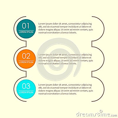 Layout workflow. Menu template. 3 steps, options, stages or levels. Modern business infographics design elements. Vector illustrat Vector Illustration